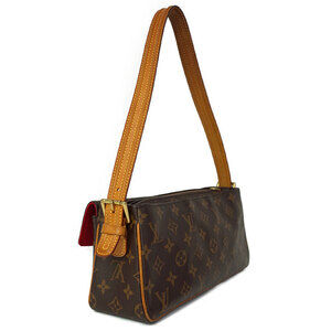 Louis Vuitton Cite Leather Brown Semi Bag Viva Shoulder Monogram